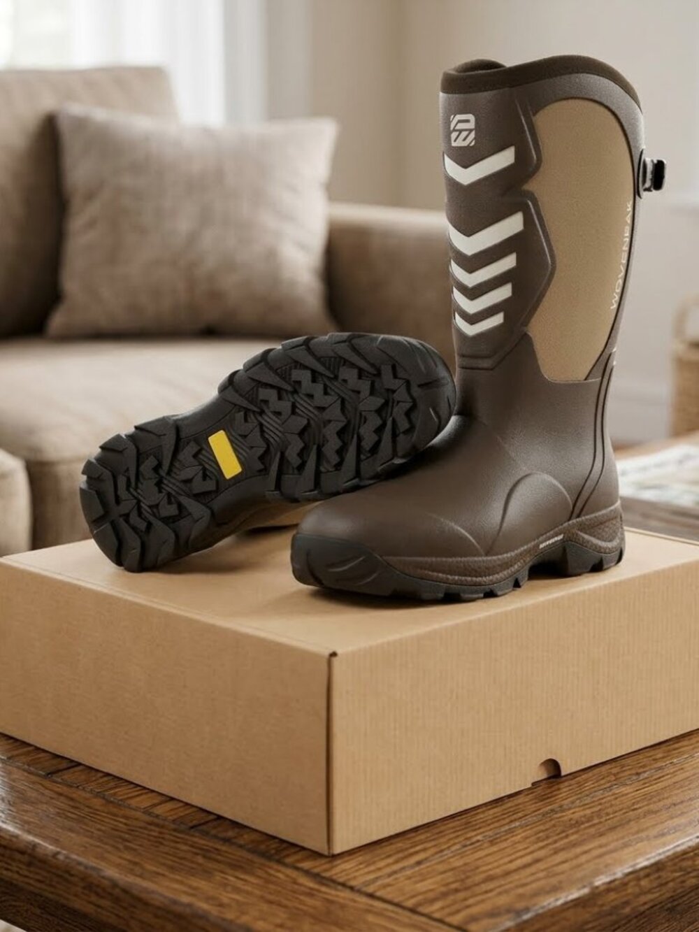 Men's Waterproof 6mm Neoprene Insulated Brown Hunting Boots